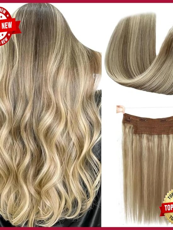 Human Hair Clip In Halo Extensions 18 Inch 80g With Invisible Wire main image 5